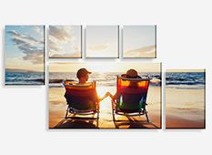 canvas photo prints - (2) 12" x 18" & (3) 10" x 10" & (1) 34'' x 20''