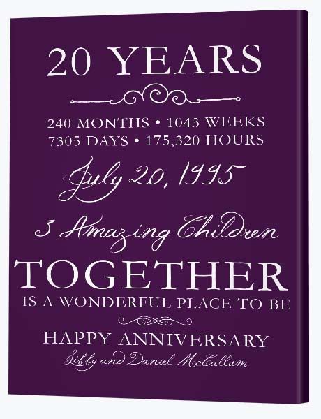 twentieth wedding anniversary traditional gift